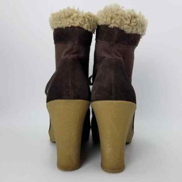 Betsey Johnson Betseyville Shearling Platform Wedge Ankle Booties Size 9 M - Picture 6 of 10